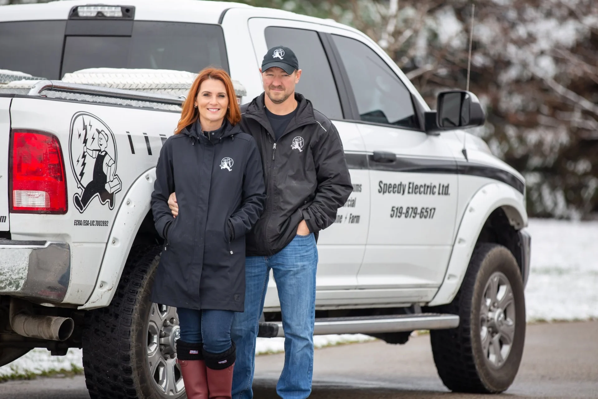 Paul and Stephanie Gilmore — owners of Speedy Electric Ltd, licensed electricians based in Otterville Ontario
